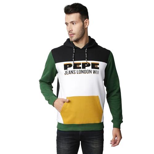 pepe jeans mens dime colour block hooded sweatshirt, multi,s multicolour