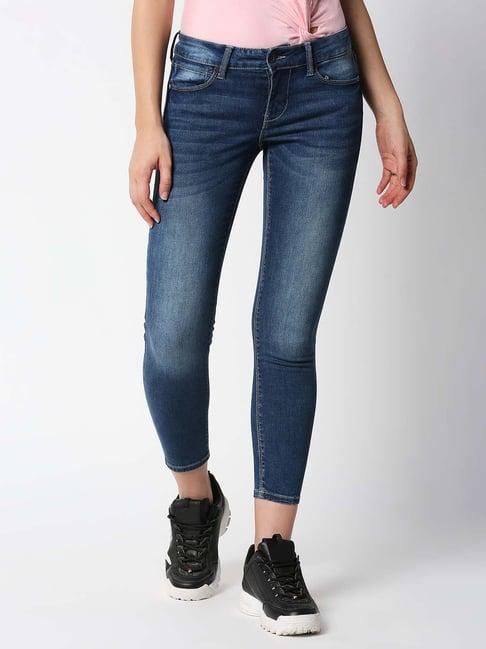 pepe jeans mid blue skinny fit mid rise jeans