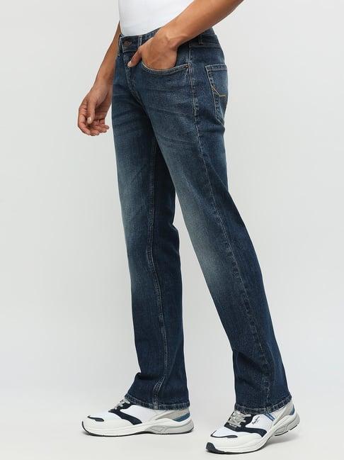 pepe jeans mid indigo blue cotton regular fit jeans