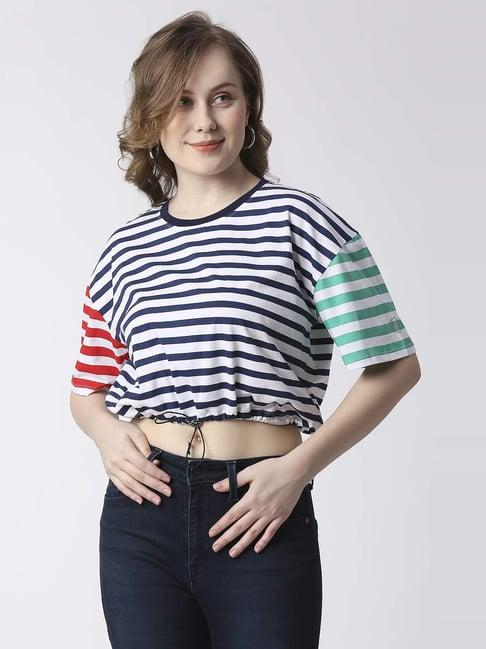 pepe jeans navy & white cotton striped t-shirt