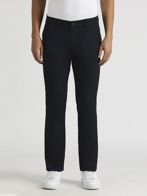 pepe jeans navy cotton straight fit trousers