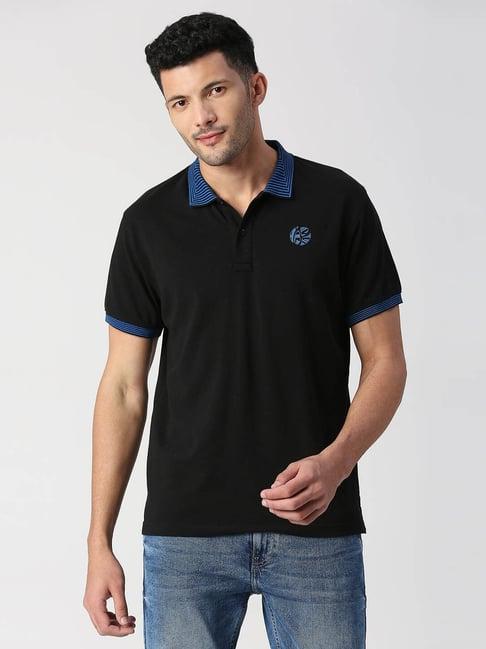 pepe jeans neil black regular fit cotton polo t-shirt