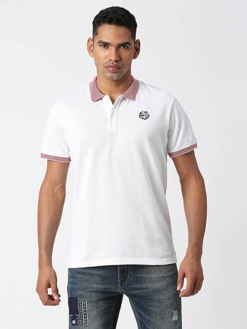 pepe jeans neil white regular fit cotton polo t-shirt