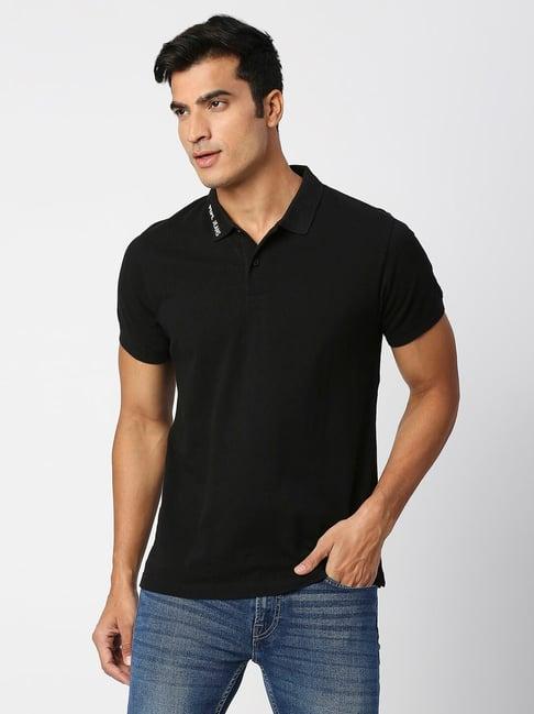 pepe jeans nexa black regular fit cotton polo t-shirt