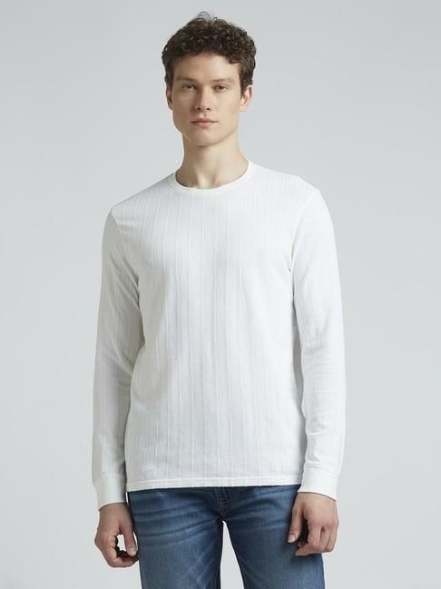 pepe jeans off white cotton slim fit striped t-shirt