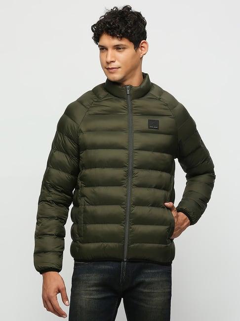 pepe jeans olive regular fit quilted jacket