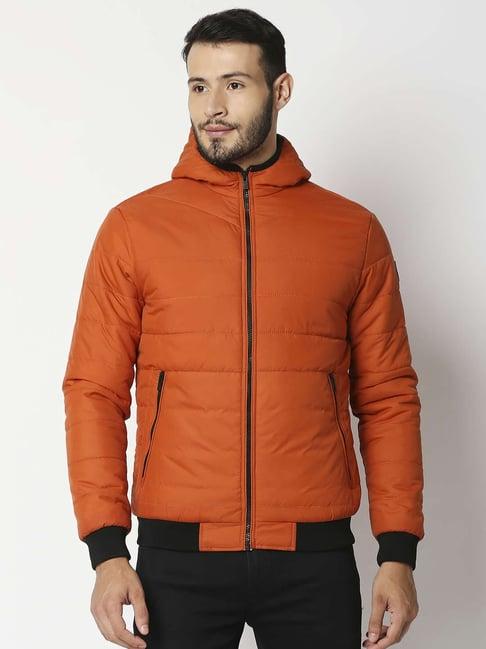 pepe jeans orange regular fit hooded jacket