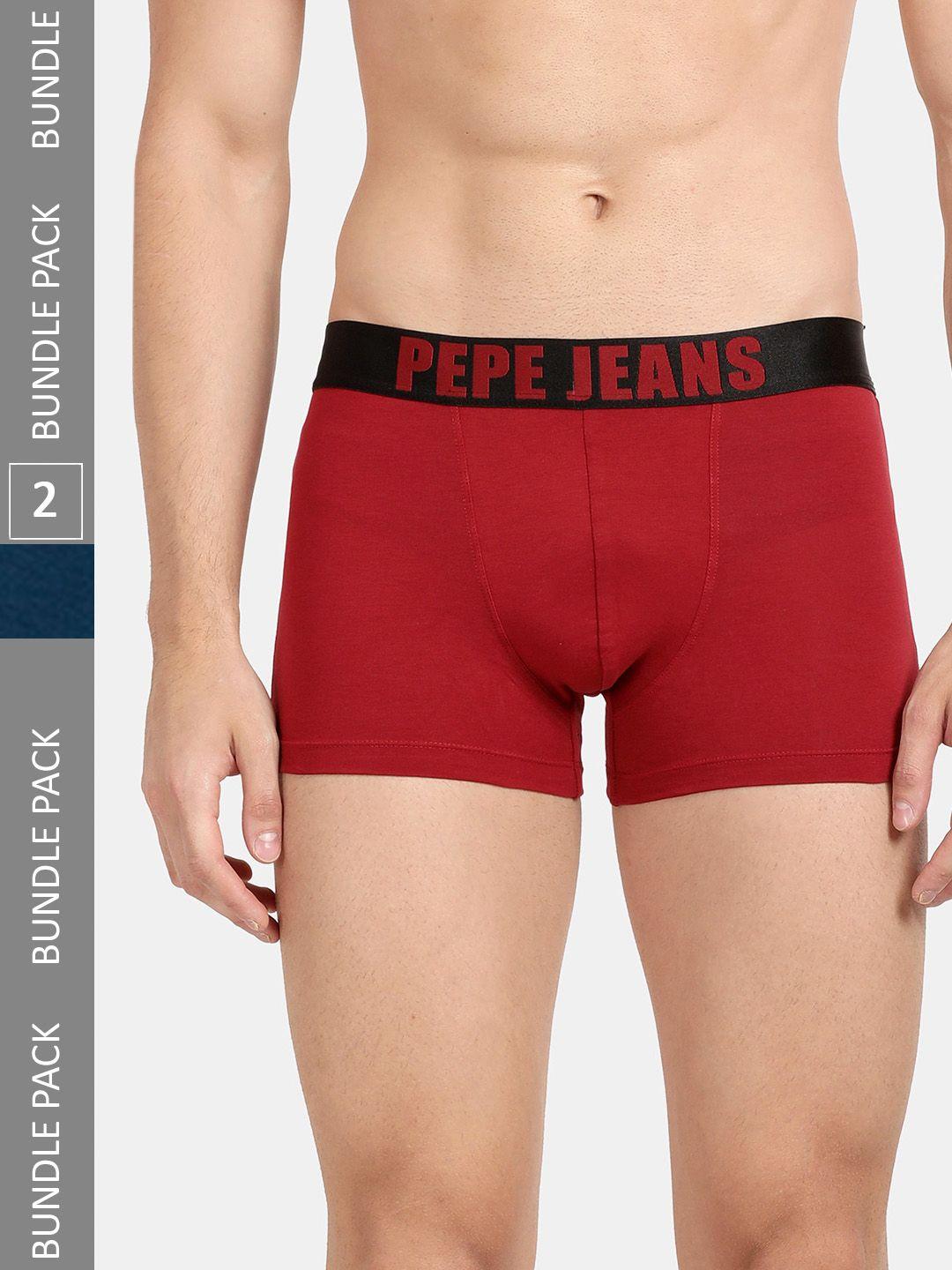 pepe jeans pack of 2 outer elastic cotton trunks