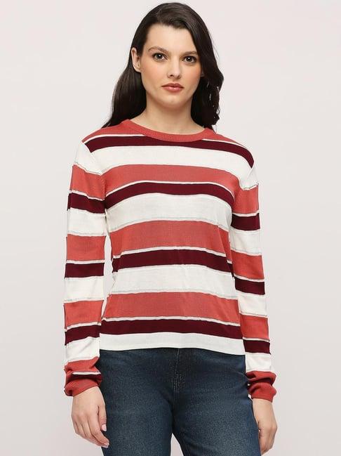 pepe jeans pink & white striped sweater
