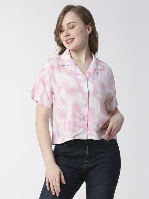 pepe jeans pink camouflage crop shirt