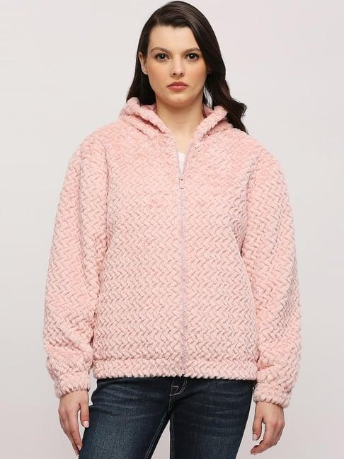 pepe jeans pink self pattern jacket