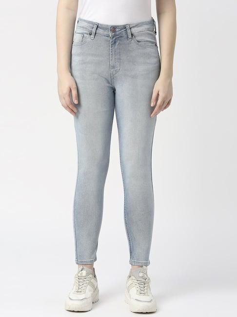 pepe jeans powder blue cotton high rise jeans