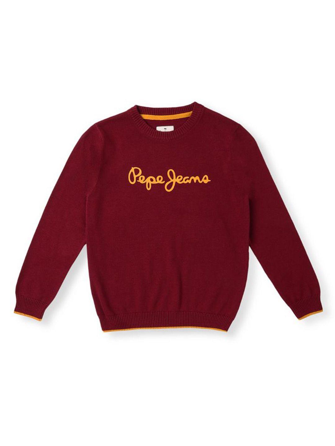 pepe jeans printed pure cotton pullover sweatshirt