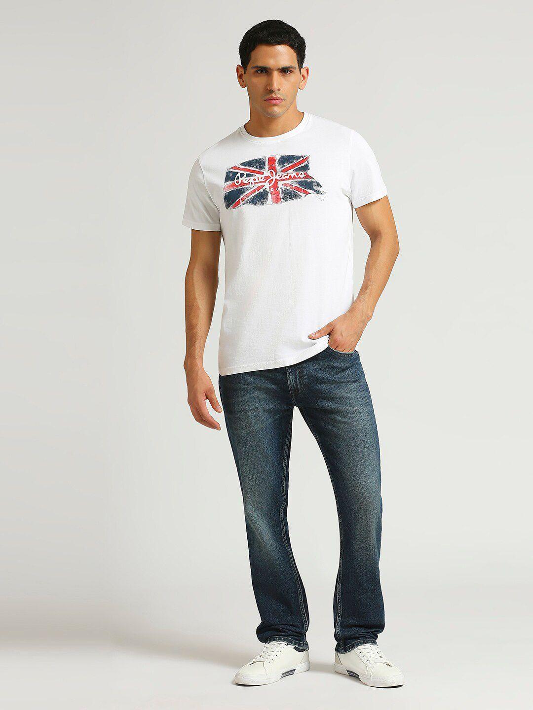 pepe jeans printed pure cotton slim fit t-shirt
