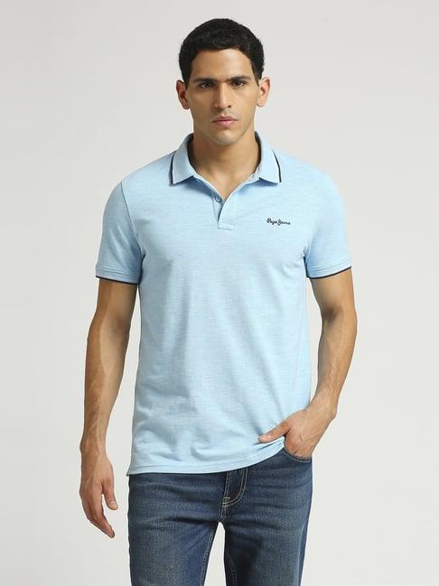 pepe jeans sky blue regular fit polo t-shirt