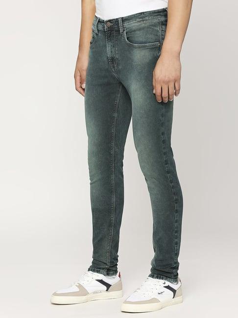pepe jeans tint green blue cotton skinny fit jeans
