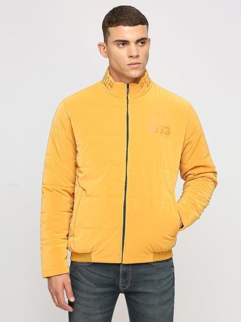 pepe jeans tumeric yellow regular fit quilted jacket