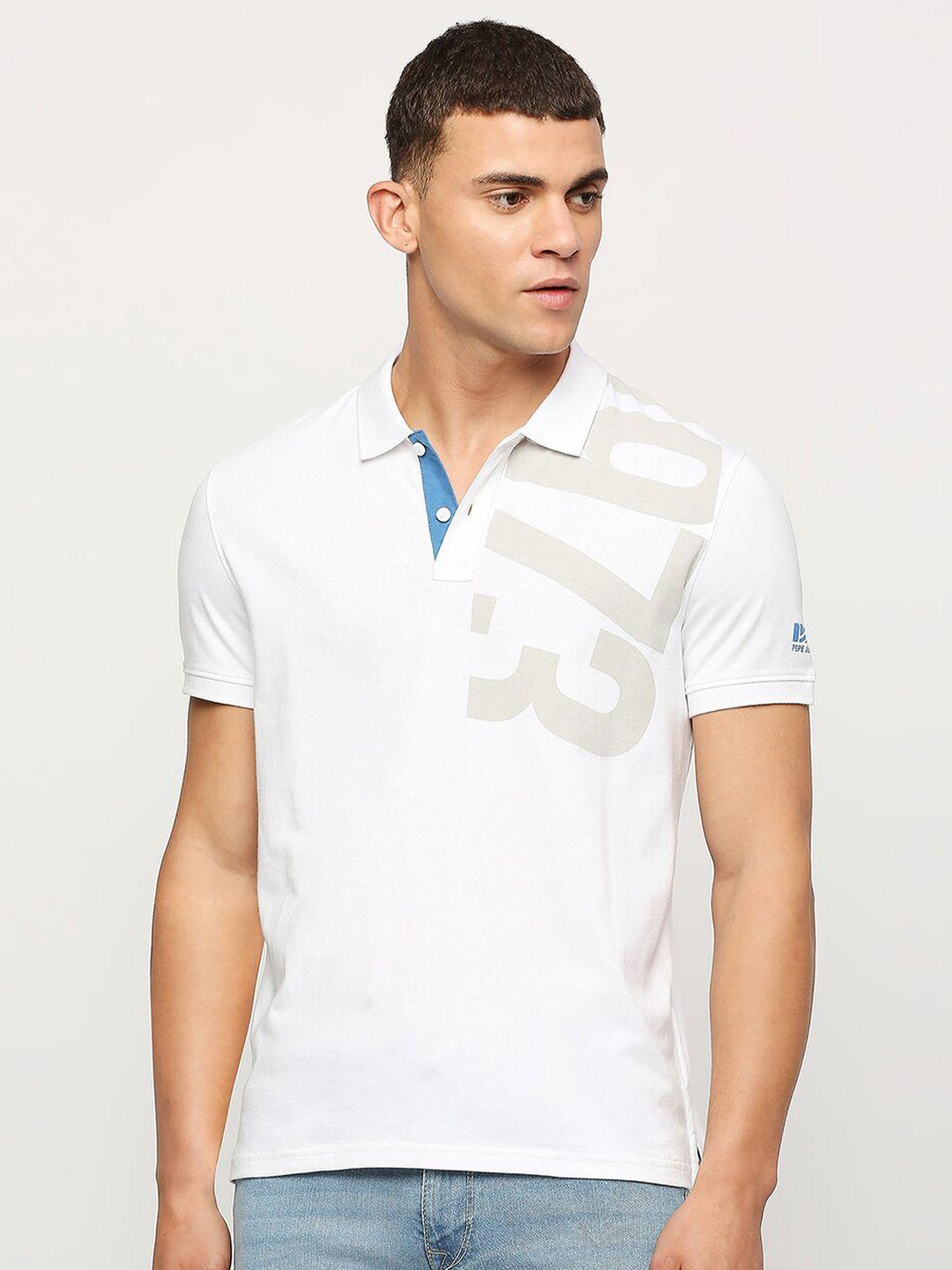 pepe jeans typography polo collar cotton t-shirt