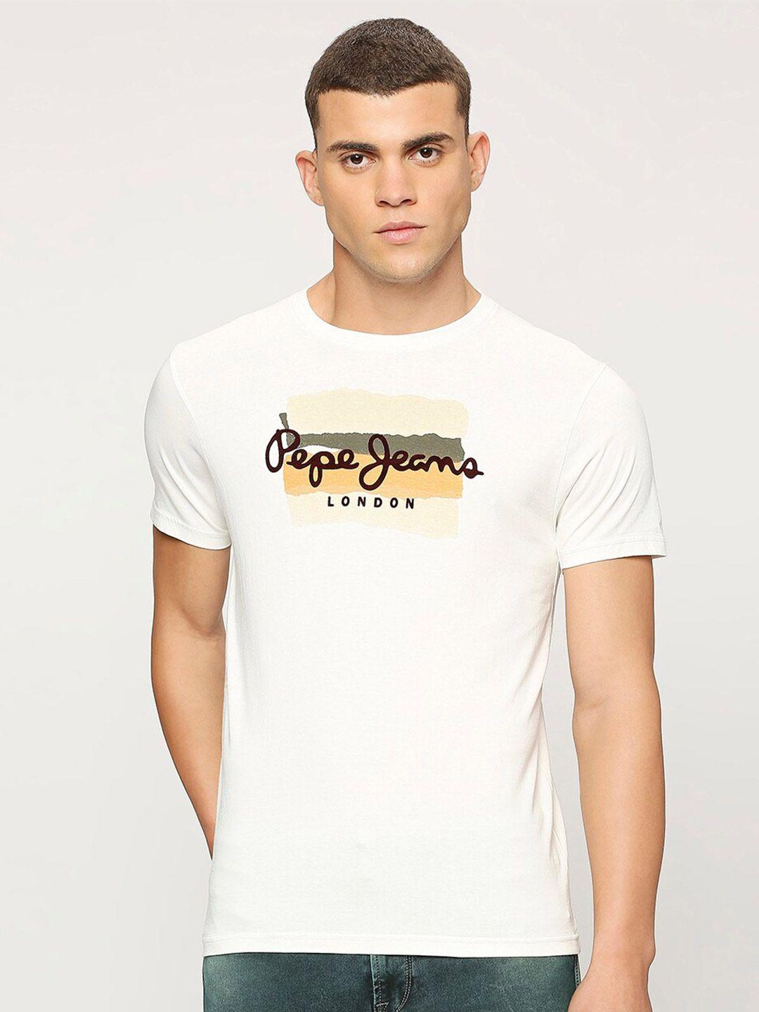 pepe jeans typography printed cotton slim fit t-shirt