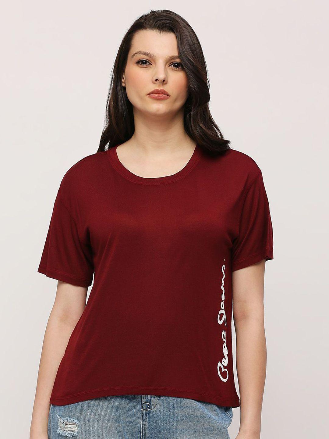 pepe jeans typography printed drop-shoulder relaxed fit t-shirt