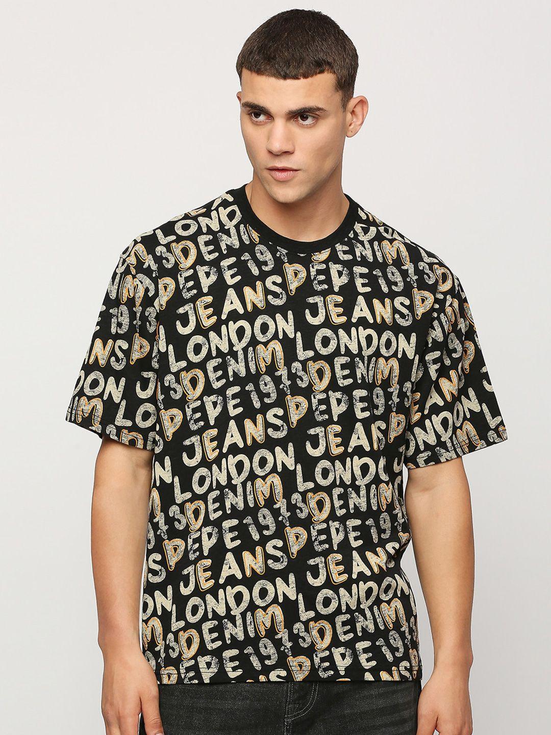 pepe jeans typography printed oversized pure cotton t-shirt