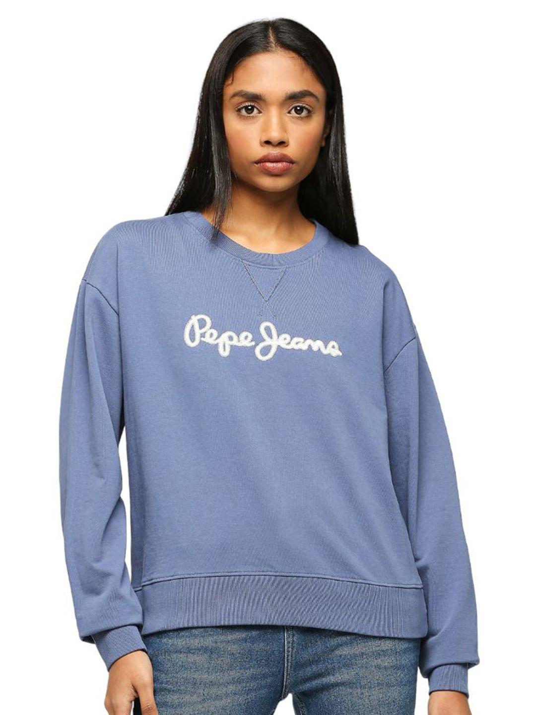 pepe jeans typography printed pure cotton sweatshirt