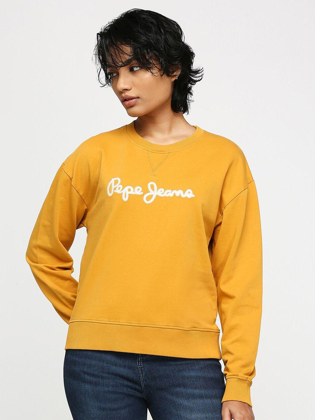 pepe jeans typography printed round neck pullover sweatshirt