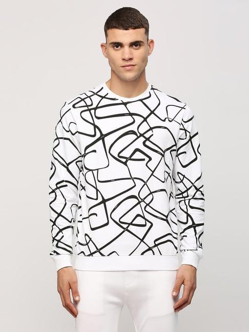 pepe jeans white cotton regular fit printed sweatshirt