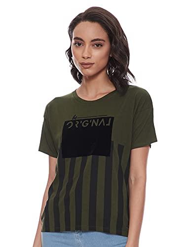 pepe jeans women's plain regular fit t-shirt (pl504772 forest olive s)