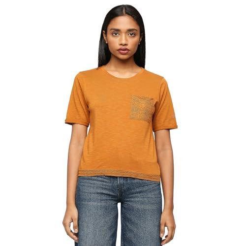 pepe jeans women's semi fit t-shirt (pl505781_brown