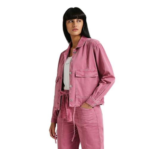 pepe jeans women's solid relaxed fit shirt (pl304925_english rose pink