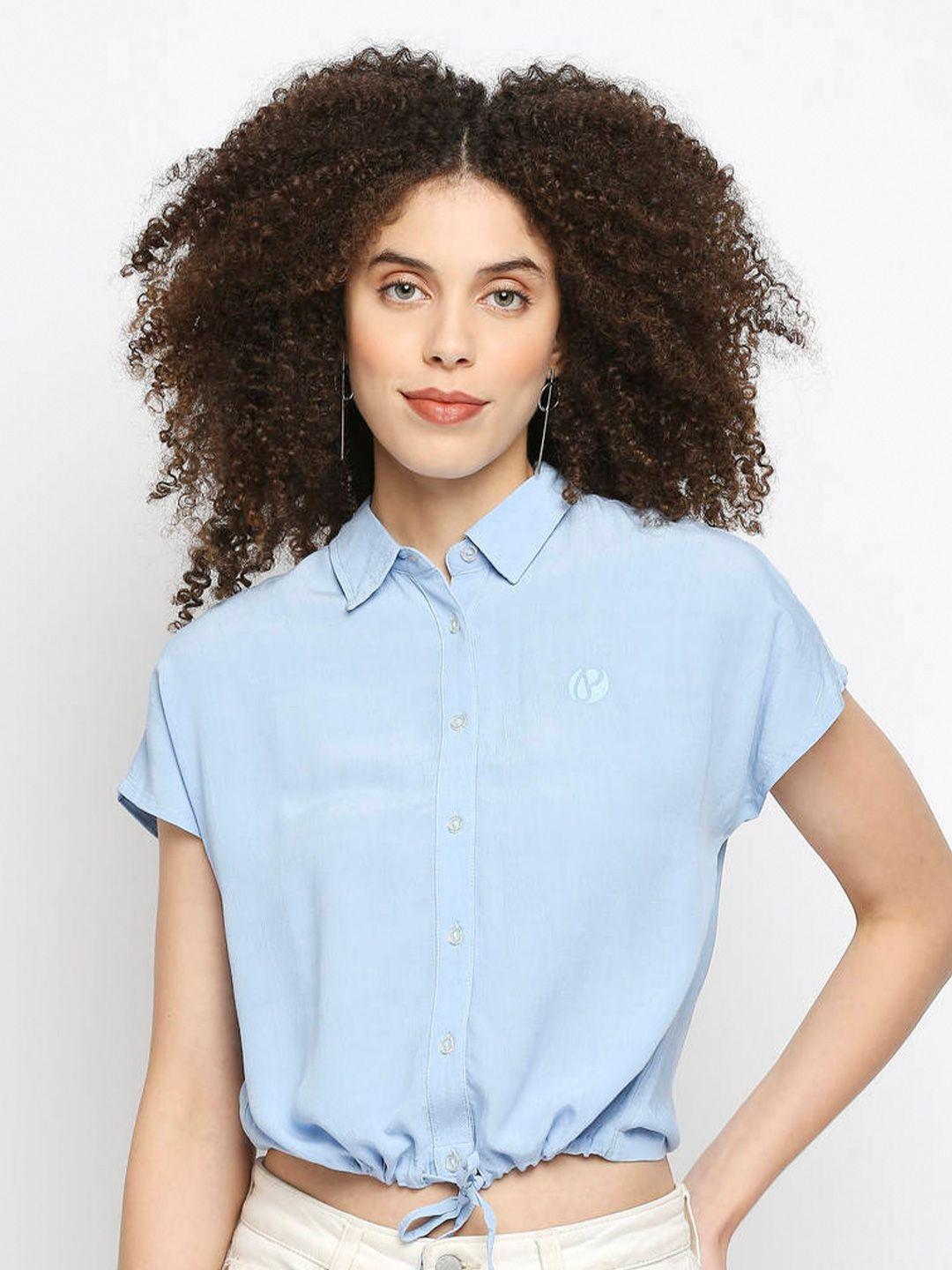 pepe jeans women blue casual shirt