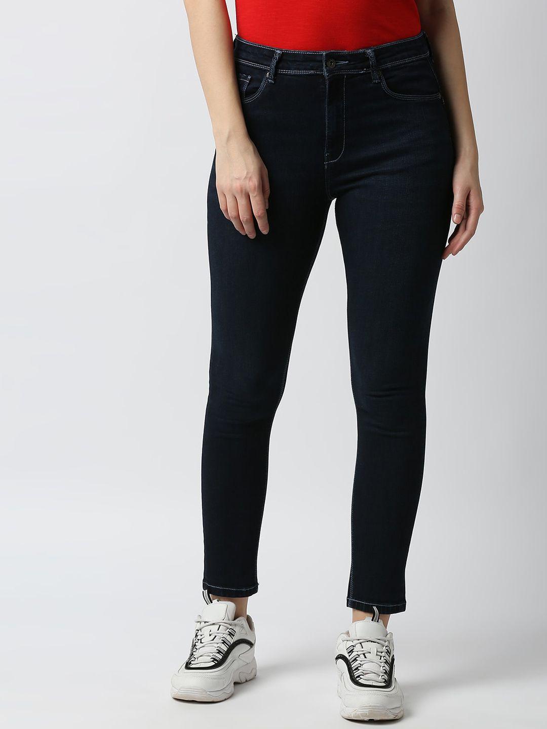 pepe jeans women blue skinny fit stretchable jeans