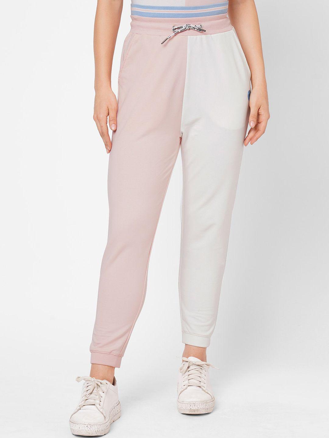 pepe jeans women pink colorblocked cotton track pants