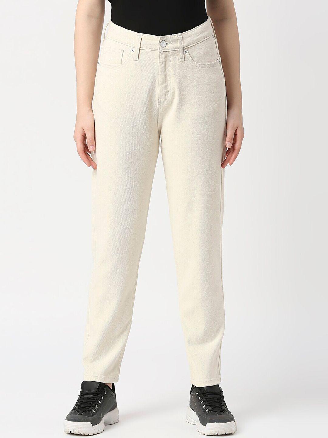 pepe jeans women relaxed fit high-rise tapered cotton jeans