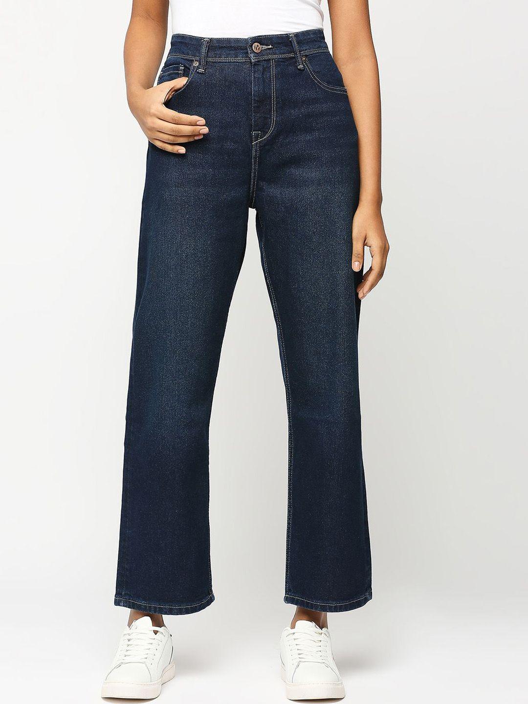 pepe jeans women straight fit high-rise clean look stretchable jeans