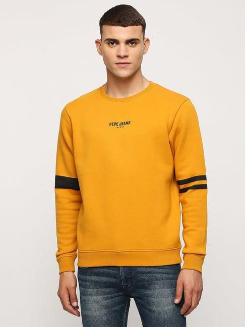 pepe jeans yellow regular fit cotton sweatshirt