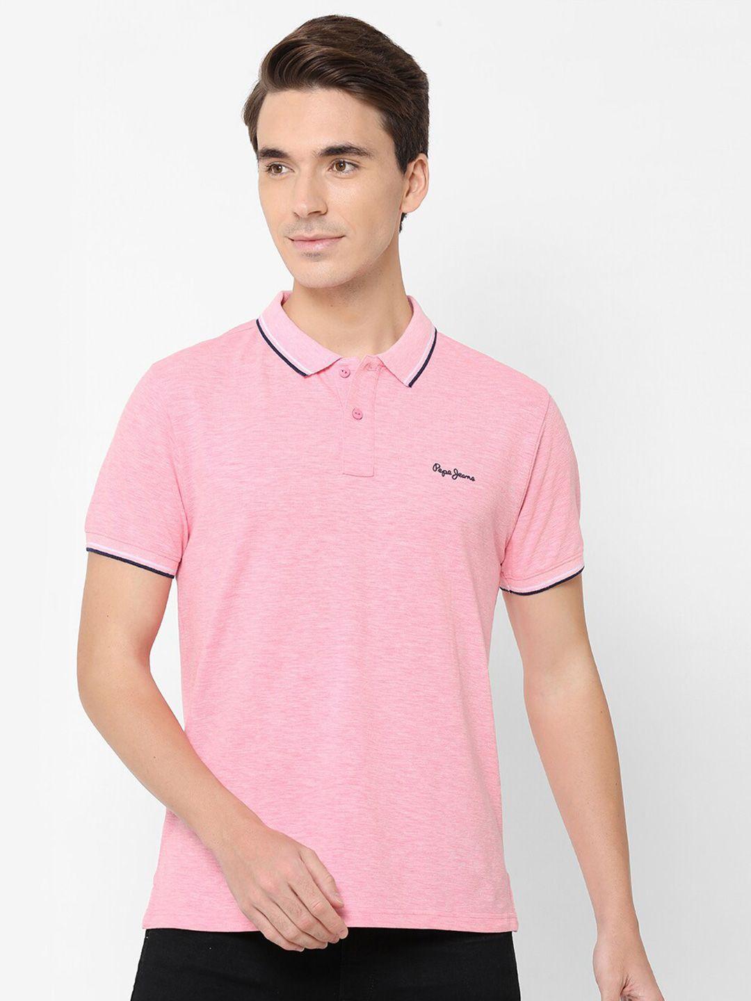 pepe men pink polo collar t-shirt