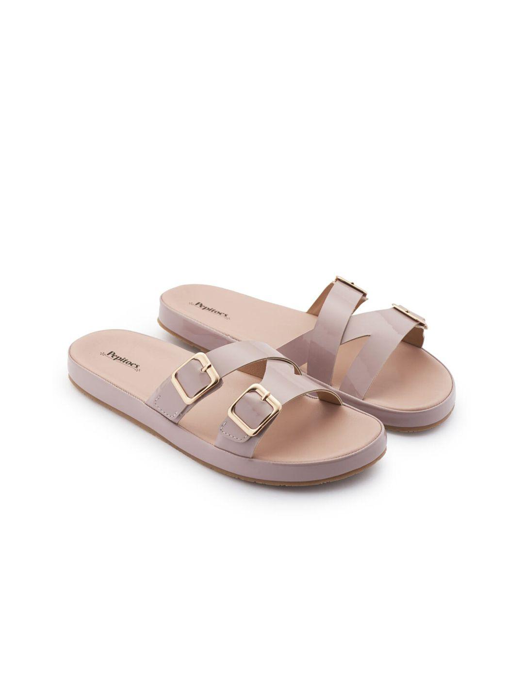 pepitoes open toe flats with buckles