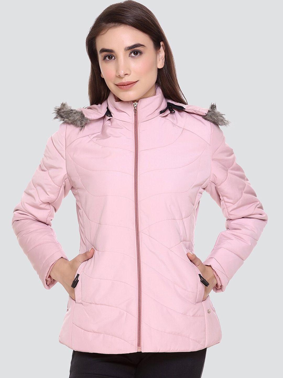 pepls women pink lightweight hooded parka jacket