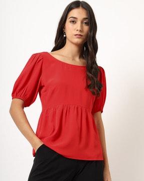 peplum top with balloon sleeves