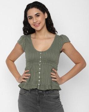 peplum top with cap sleeves