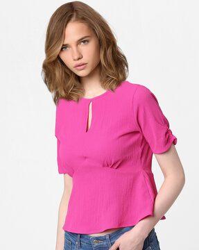 peplum top with cut-out neckline