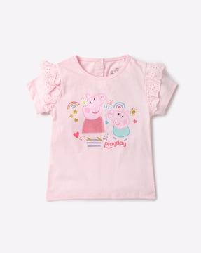 peppa pig round-neck t-shirt with lace trim