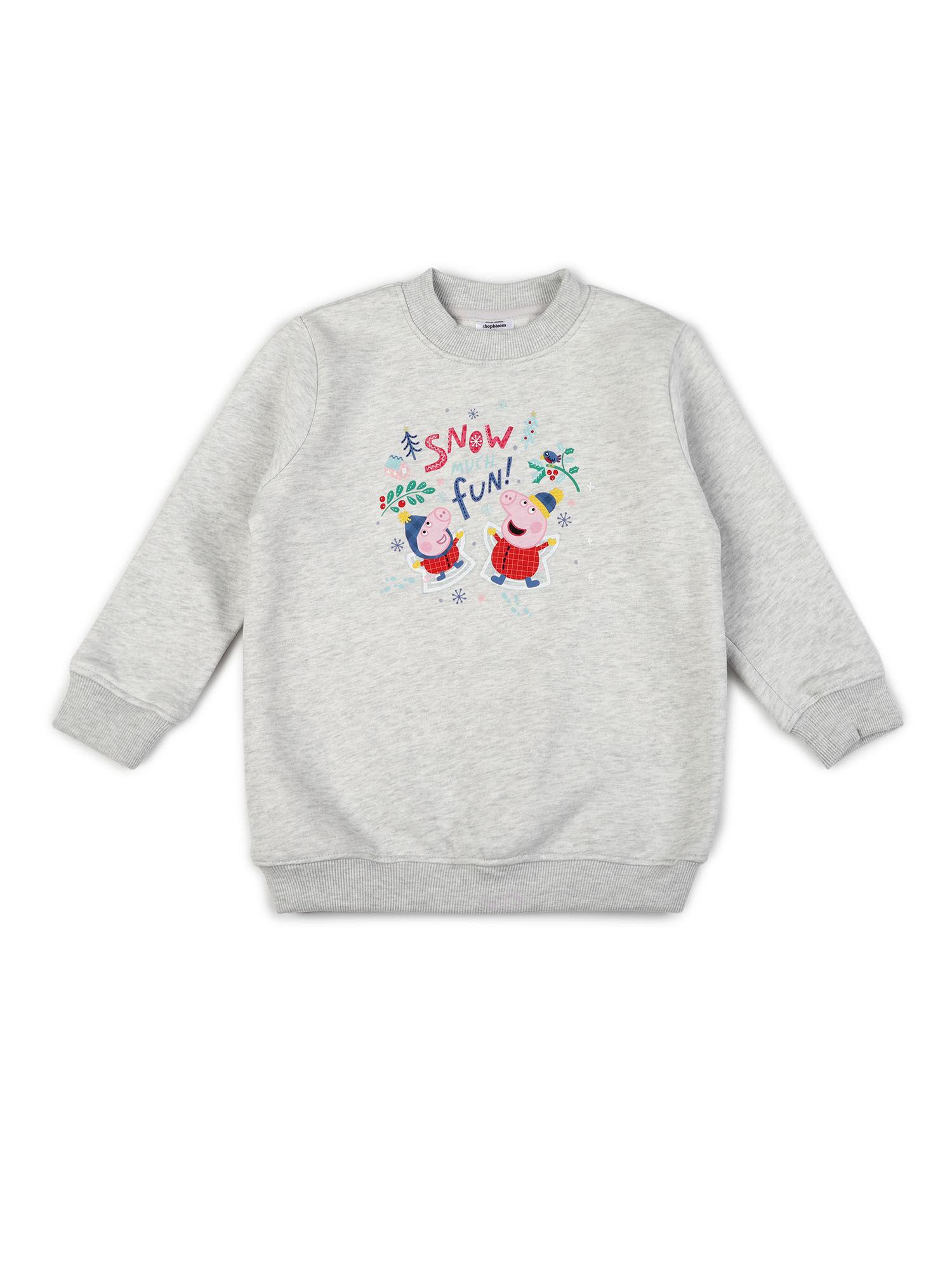 peppa snow much fun warm fleece kids grey sweatshirt