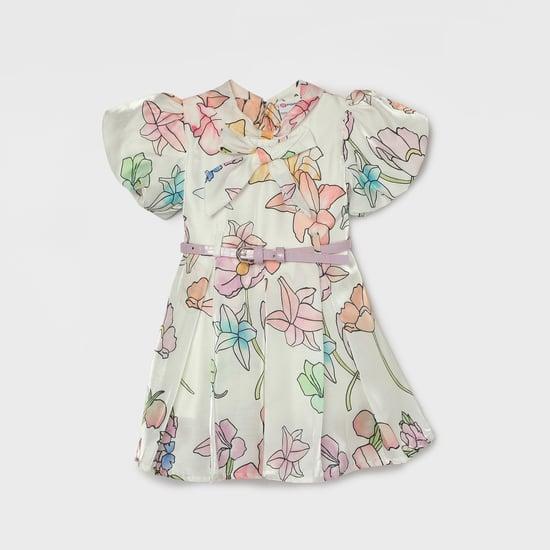 peppermint girls floral printed dress with belt