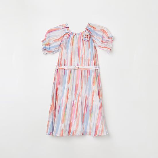 peppermint girls printed belted a-line dress