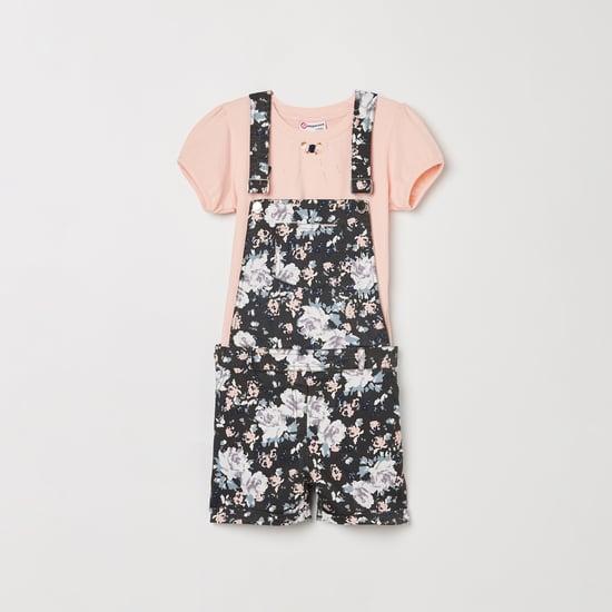 peppermint girls printed jumpsuit with t-shirt