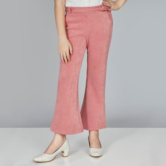 peppermint girls solid belted bootcut pants