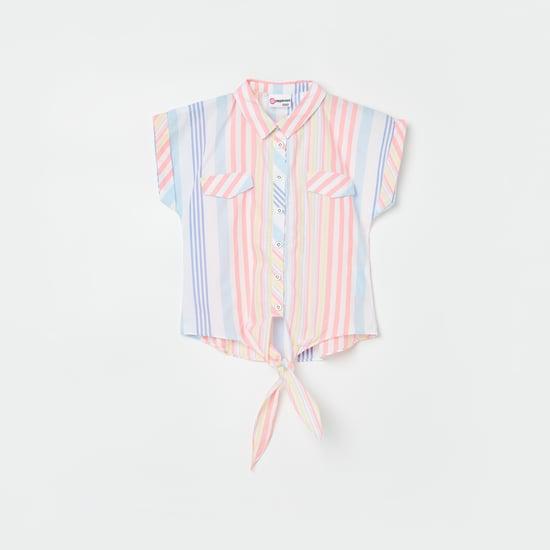 peppermint girls striped spread collar casual shirt